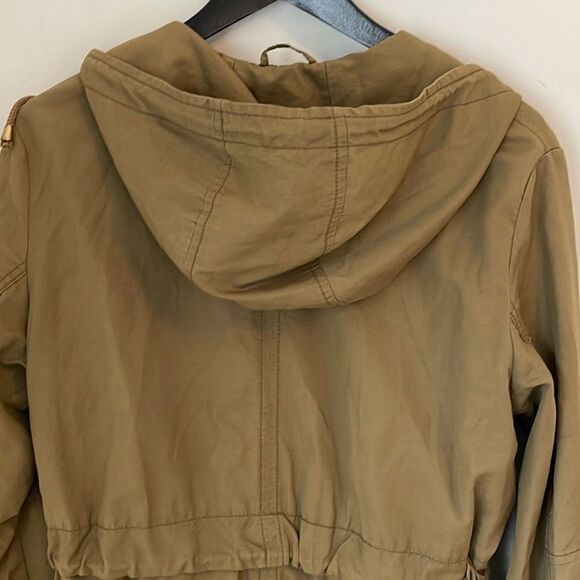 H&M Womens Parka Jacket Hooded Full‎ Zip Tie Waist Adjustable Army Green Size XS - Picture 5 of 10